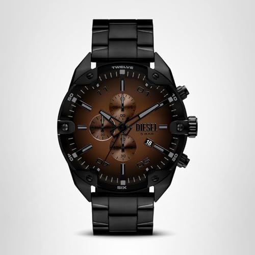 Diesel Men's Spiked Chronograph Black Stainless Steel Watch (Model: DZ4691)