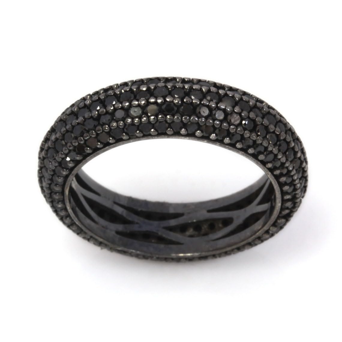 3 ctw Natural Black Diamond Solid 14k White Gold Eternity Ring
