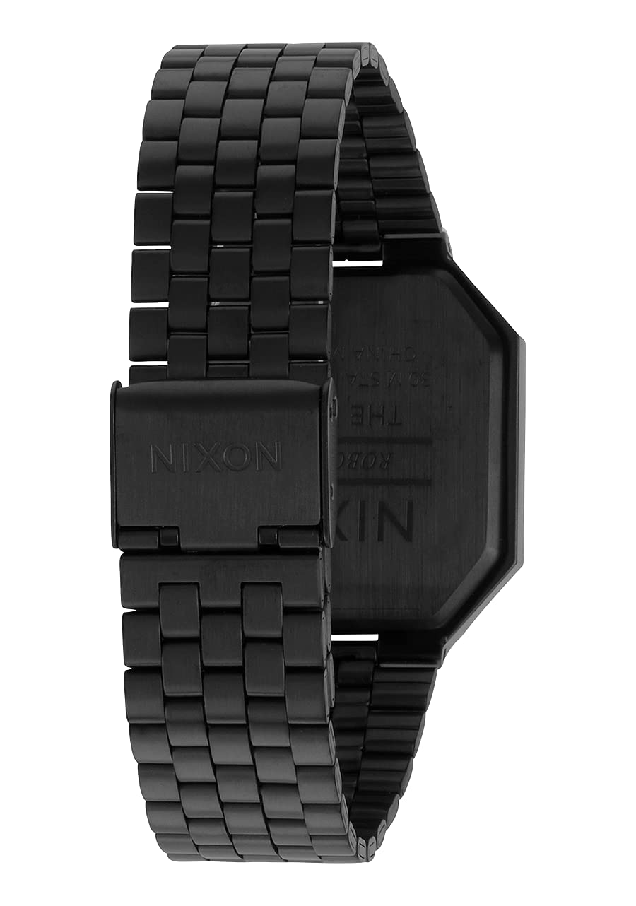 NIXON Re-Run A158 - All Black - 30m Water Resistant Men's Digital Fashion Watch (38.5mm Watch Face, 18mm-13mm Stainless Steel Band)