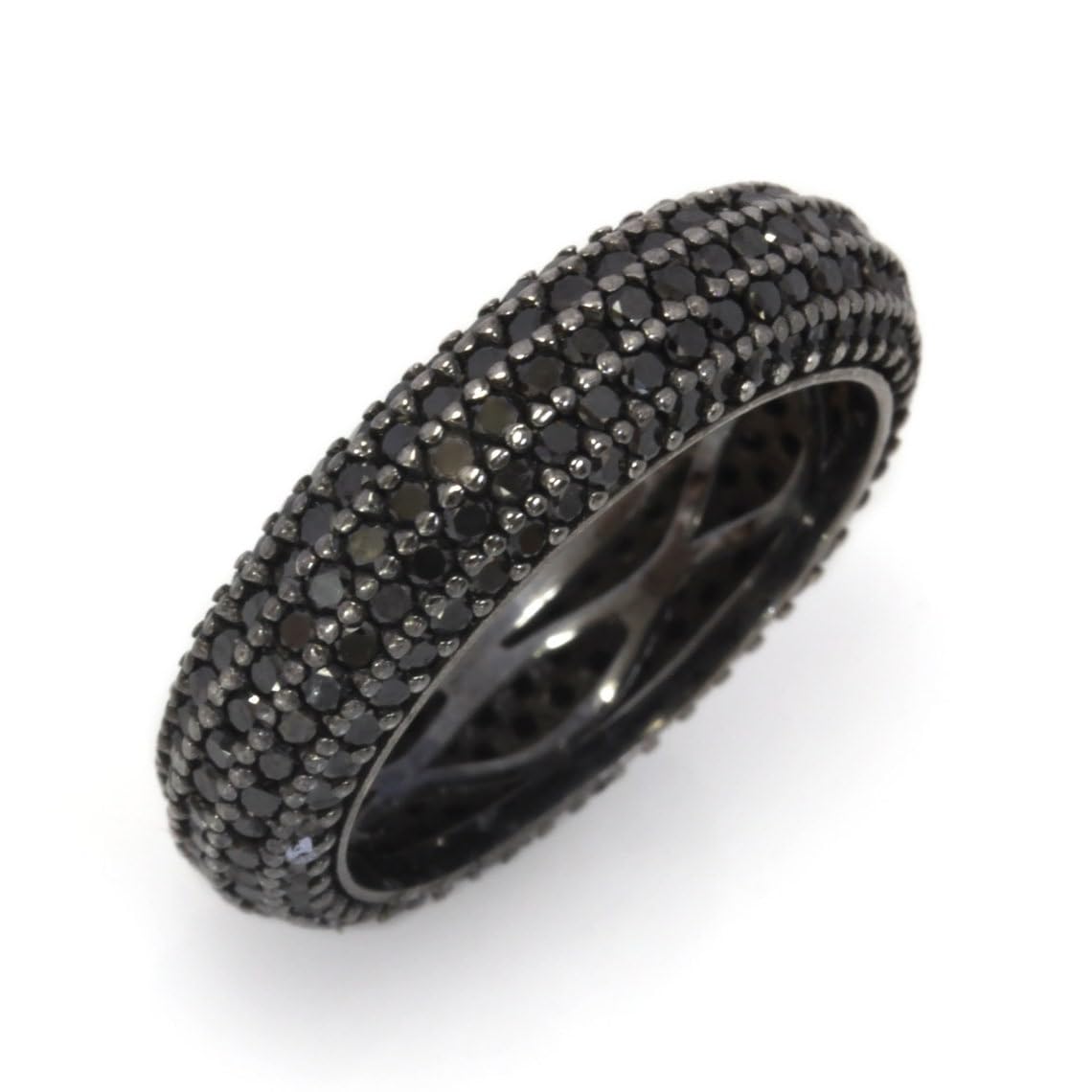 3 ctw Natural Black Diamond Solid 14k White Gold Eternity Ring