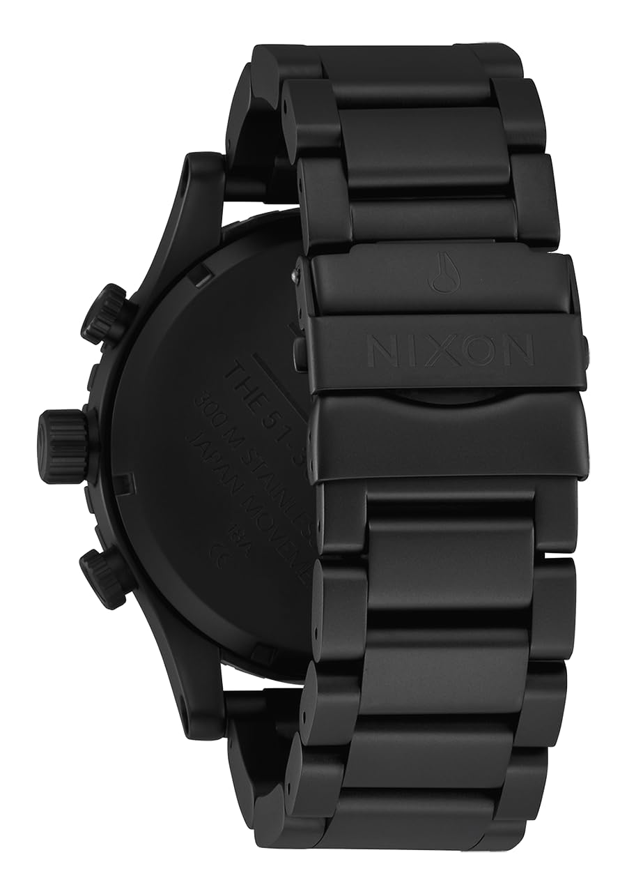 NIXON 51-30 Chrono A1389-300m Water Resistant Men's Analog Fashion Watch (51mm Watch Face, 25mm Stainless Steel Band) - All Matte Black/Black