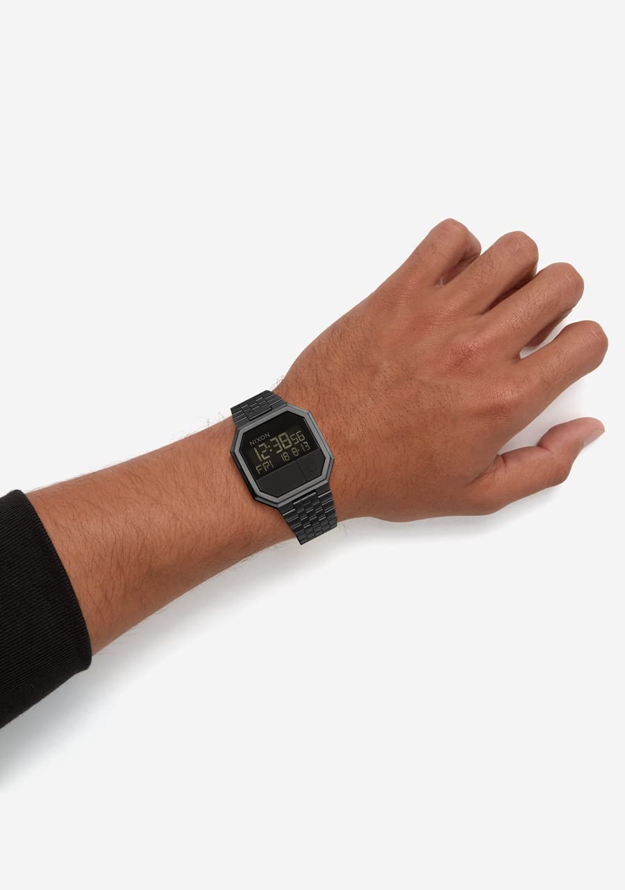 NIXON Re-Run A158 - All Black - 30m Water Resistant Men's Digital Fashion Watch (38.5mm Watch Face, 18mm-13mm Stainless Steel Band)