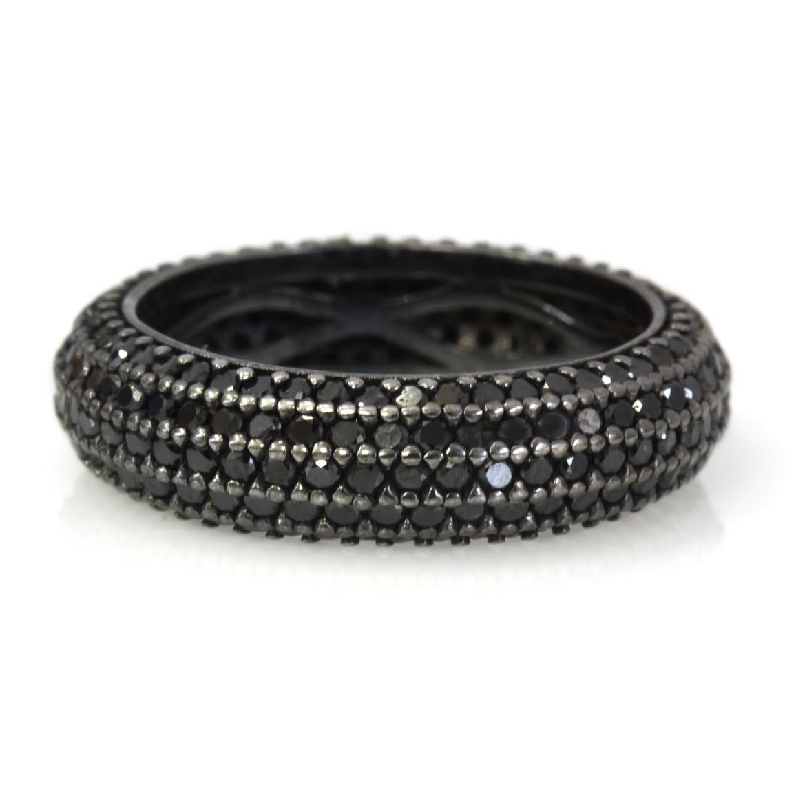 3 ctw Natural Black Diamond Solid 14k White Gold Eternity Ring