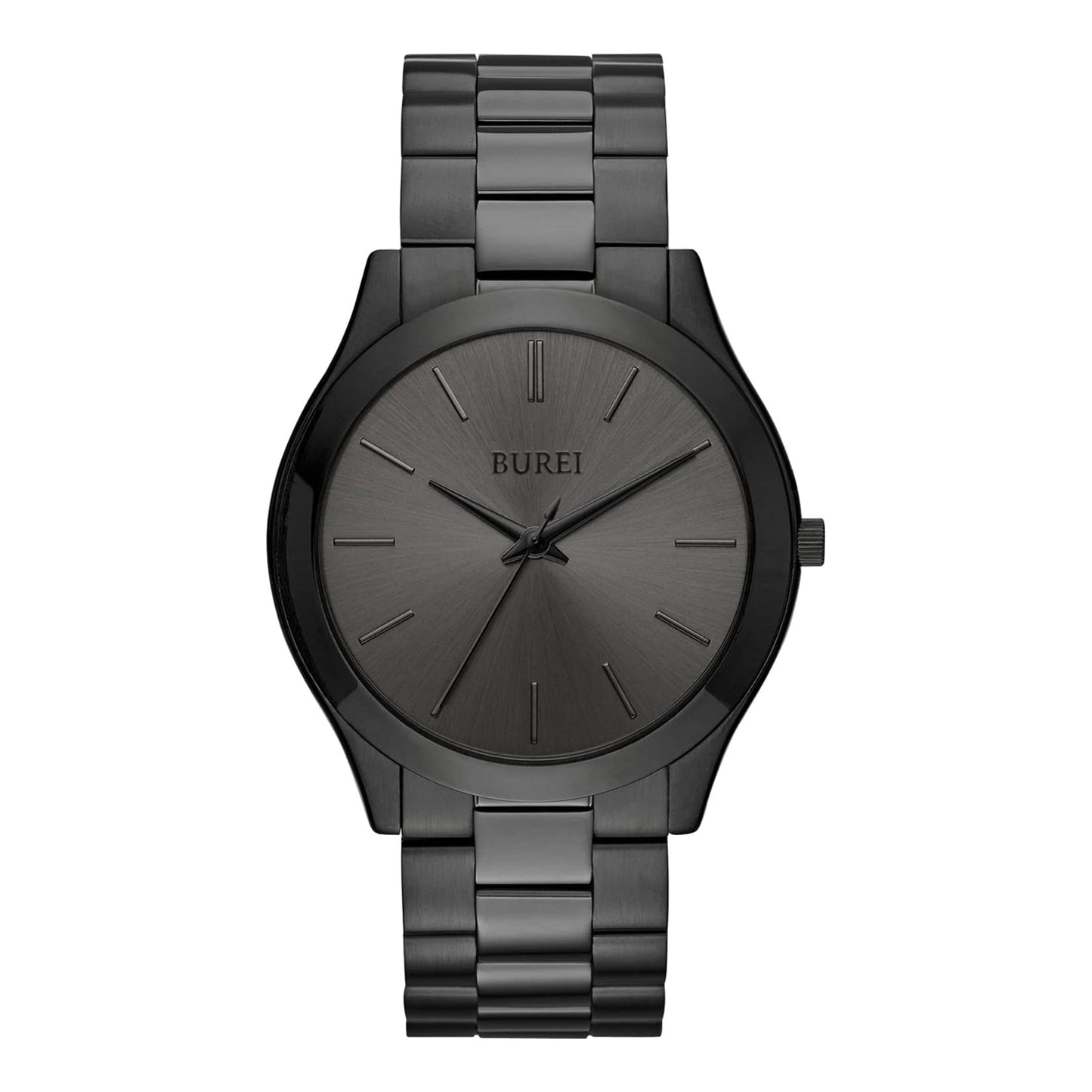 BUREI Men Watches All Black Fashion Business Stainless Steel Analog Quartz Waterproof Watches for Mens,Gifts for Men (All Black)