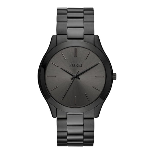 BUREI Men Watches All Black Fashion Business Stainless Steel Analog Quartz Waterproof Watches for Mens,Gifts for Men (All Black)