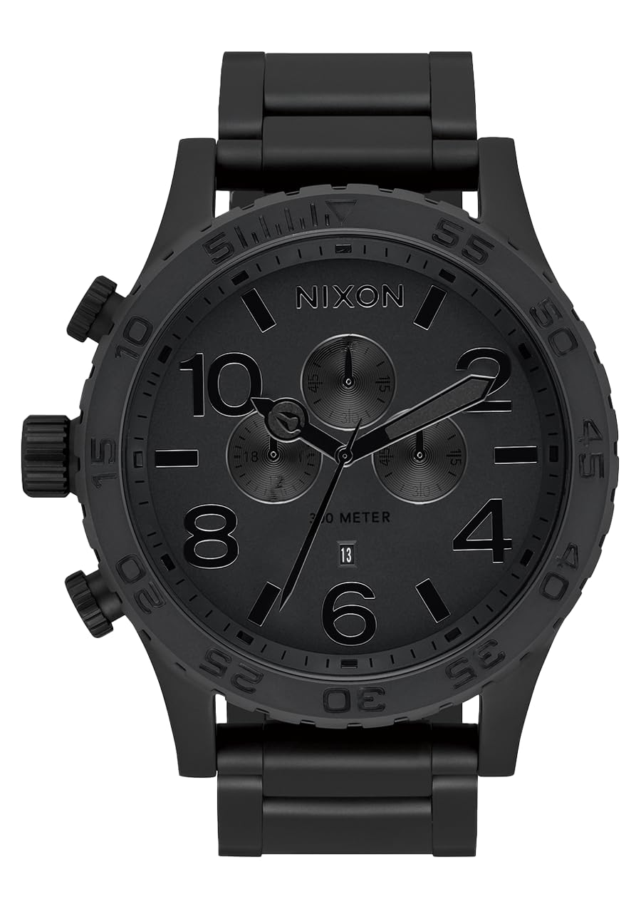 NIXON 51-30 Chrono A1389-300m Water Resistant Men's Analog Fashion Watch (51mm Watch Face, 25mm Stainless Steel Band) - All Matte Black/Black