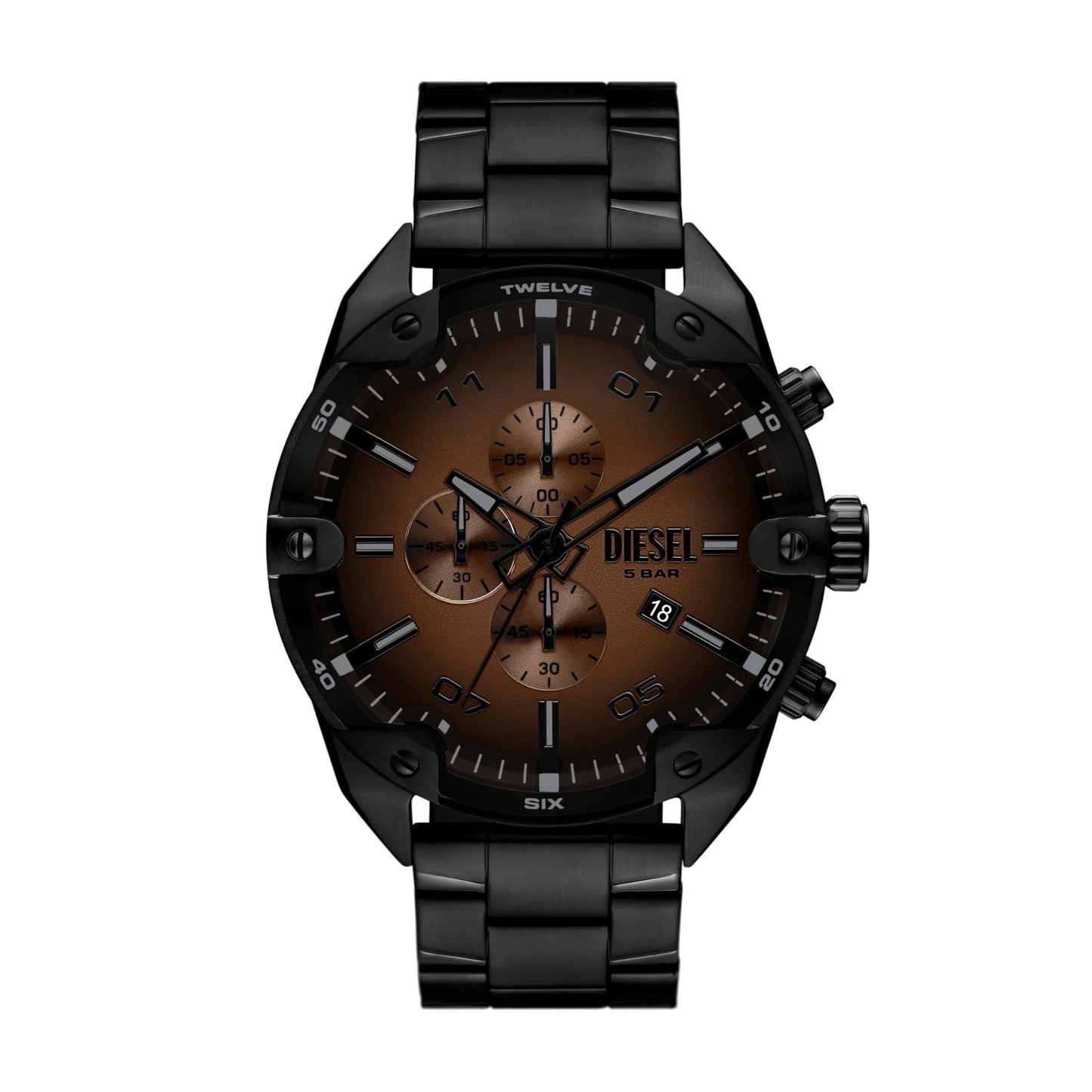 Diesel Men's Spiked Chronograph Black Stainless Steel Watch (Model: DZ4691)