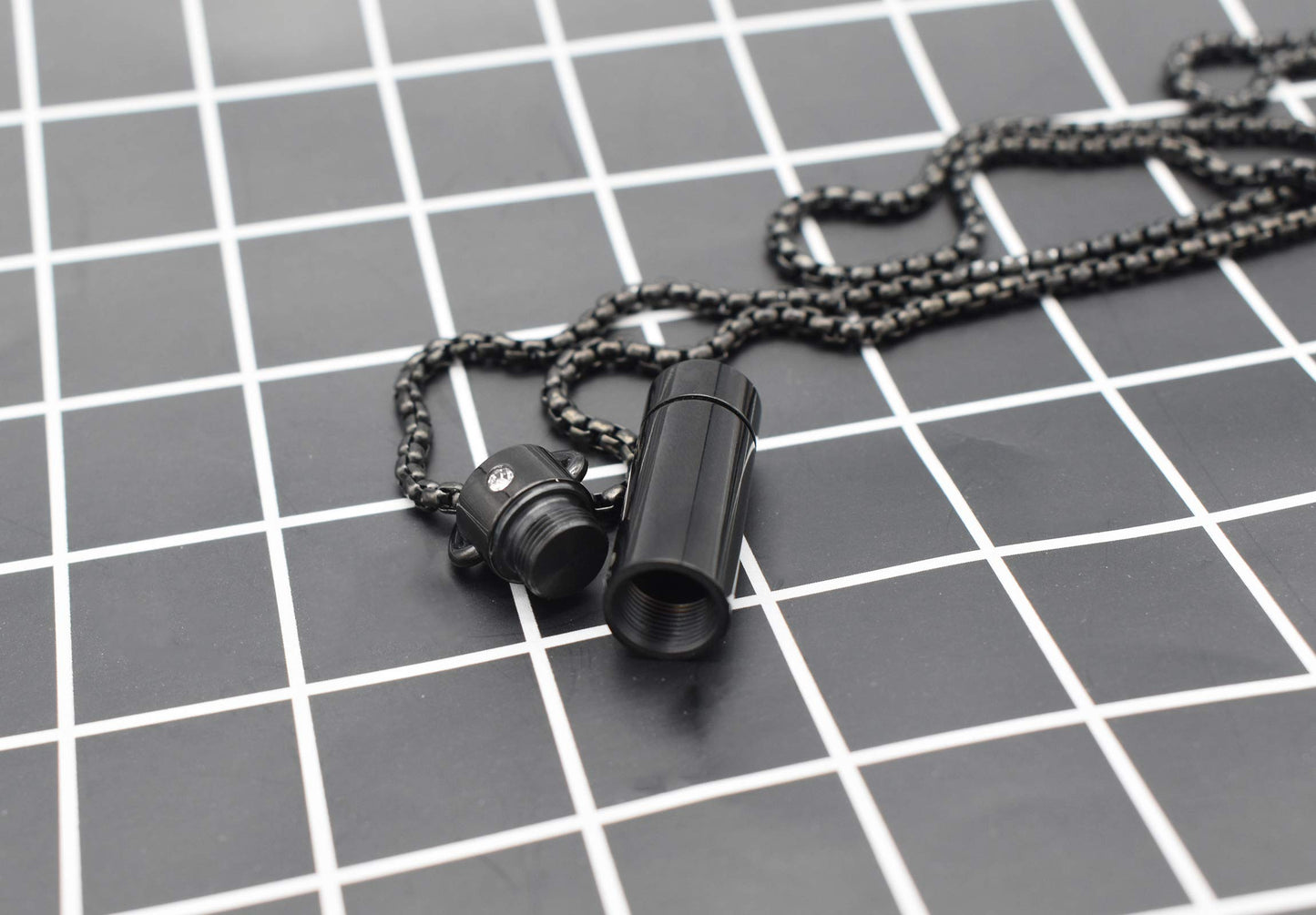Suxerlry Tube Pendant Ashes Urn Necklace Keepsake Black Cremation Memorial Stainless Steel Jewelry (Paw)