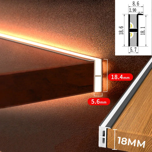 DecorBites™ LED Cabinet Layer Lamp: Ultra-Thin Aluminum Profiles, Up Down Backlight, 18mm Board.