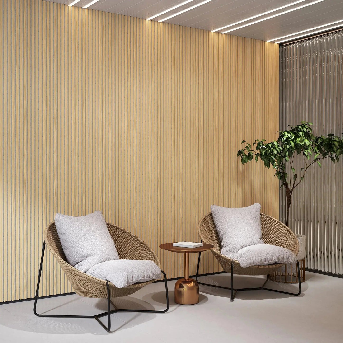 Hausvita Acoustic Solid Wood Slat Wall Panels ( 2 Panels Per Box )